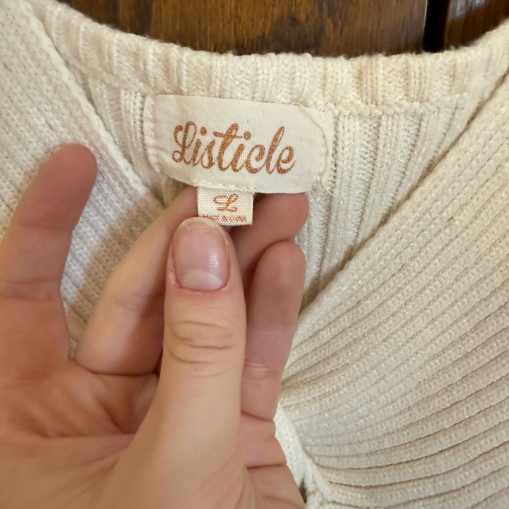 3 for $15 Women's White Twist Front Ribbed Top Knit Ribbed Bralette Vacation - Picture 3 of 6